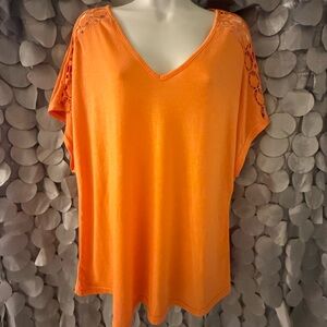 Orange Flutter Sleeve Relaxed Blouse